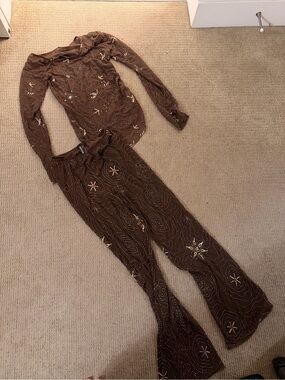 Zara Brown Embellished set